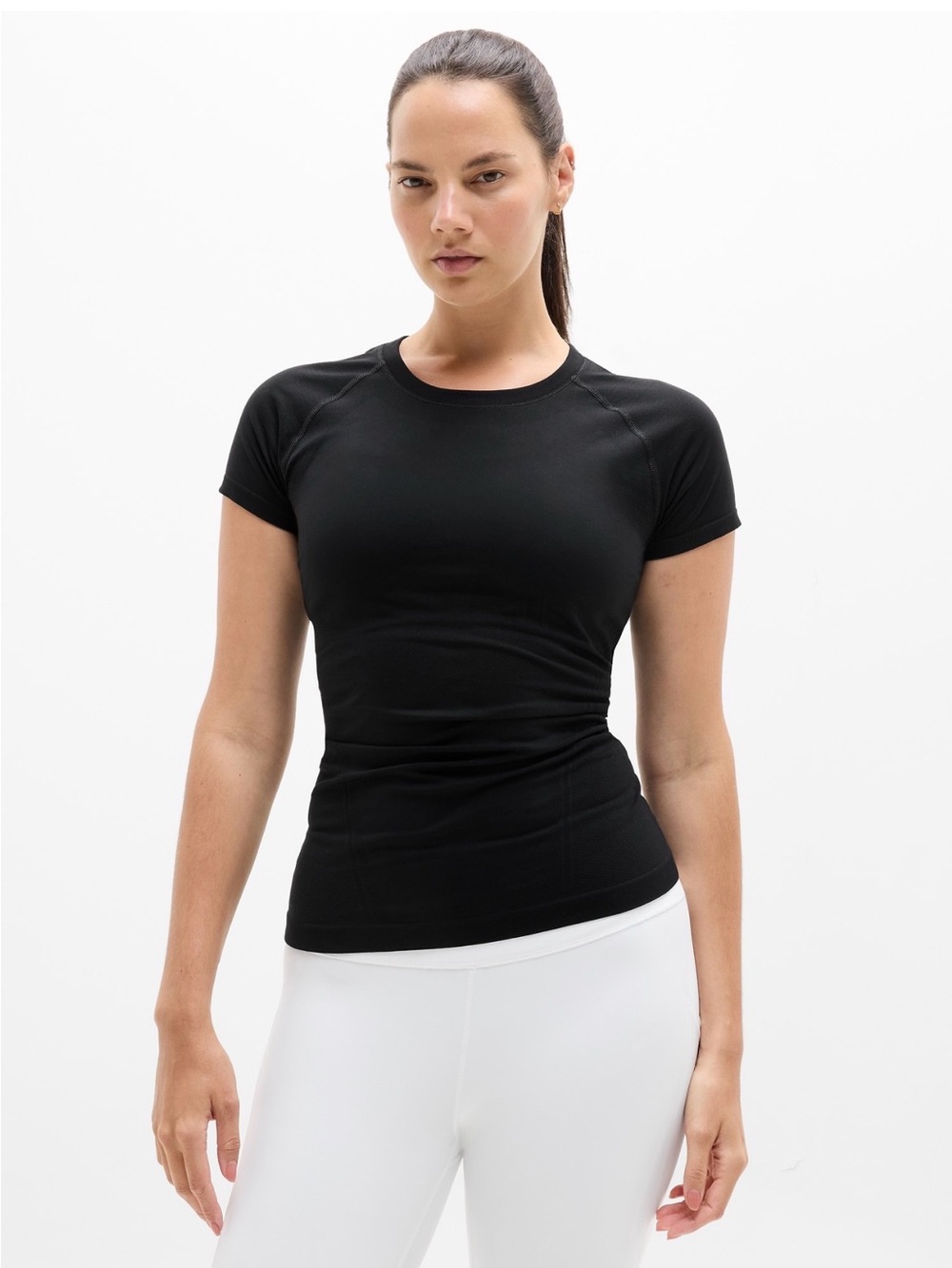 Athleta Momentum Seamless Tee Short Sleeve Top | Black #530504